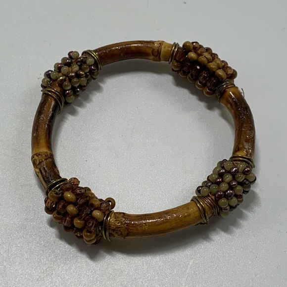 Jewelry - Bamboo Beaded Bangle Bracelet Boho Festival Modern
